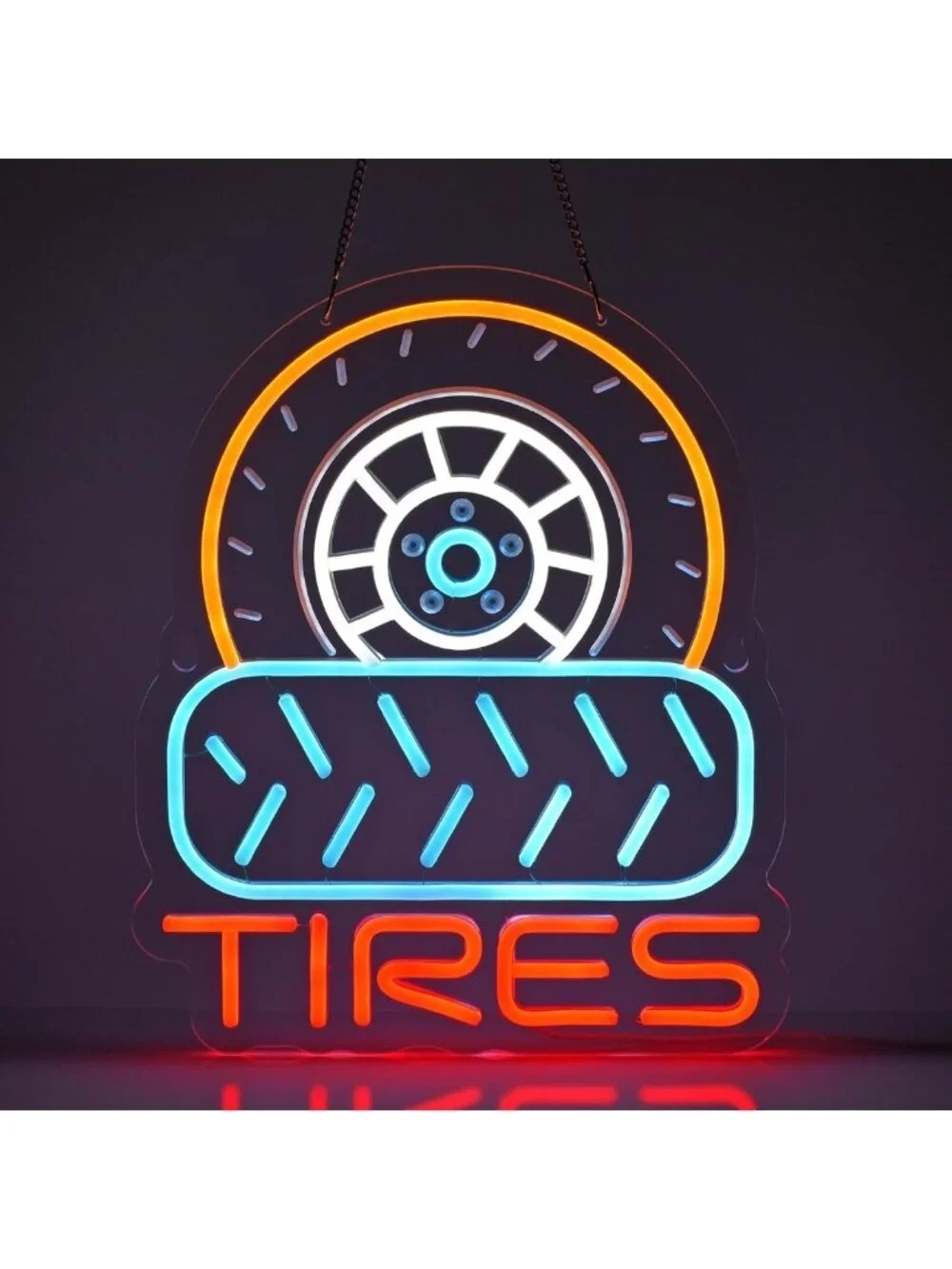 Ultra Bright Neon Tire Sign - Dimmable Wall Art for Garage, Auto Shop & Repair
